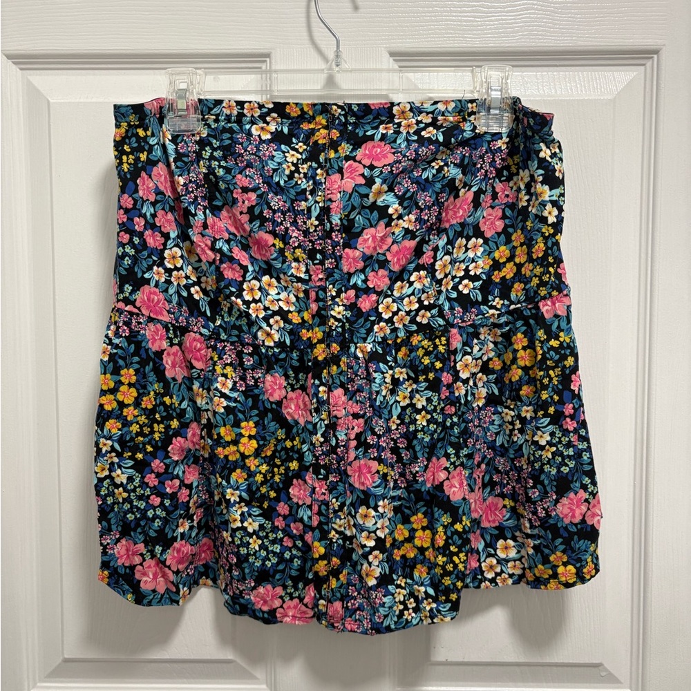 torrid Navy Floral Strapless Top with Pink & Yellow Flowers